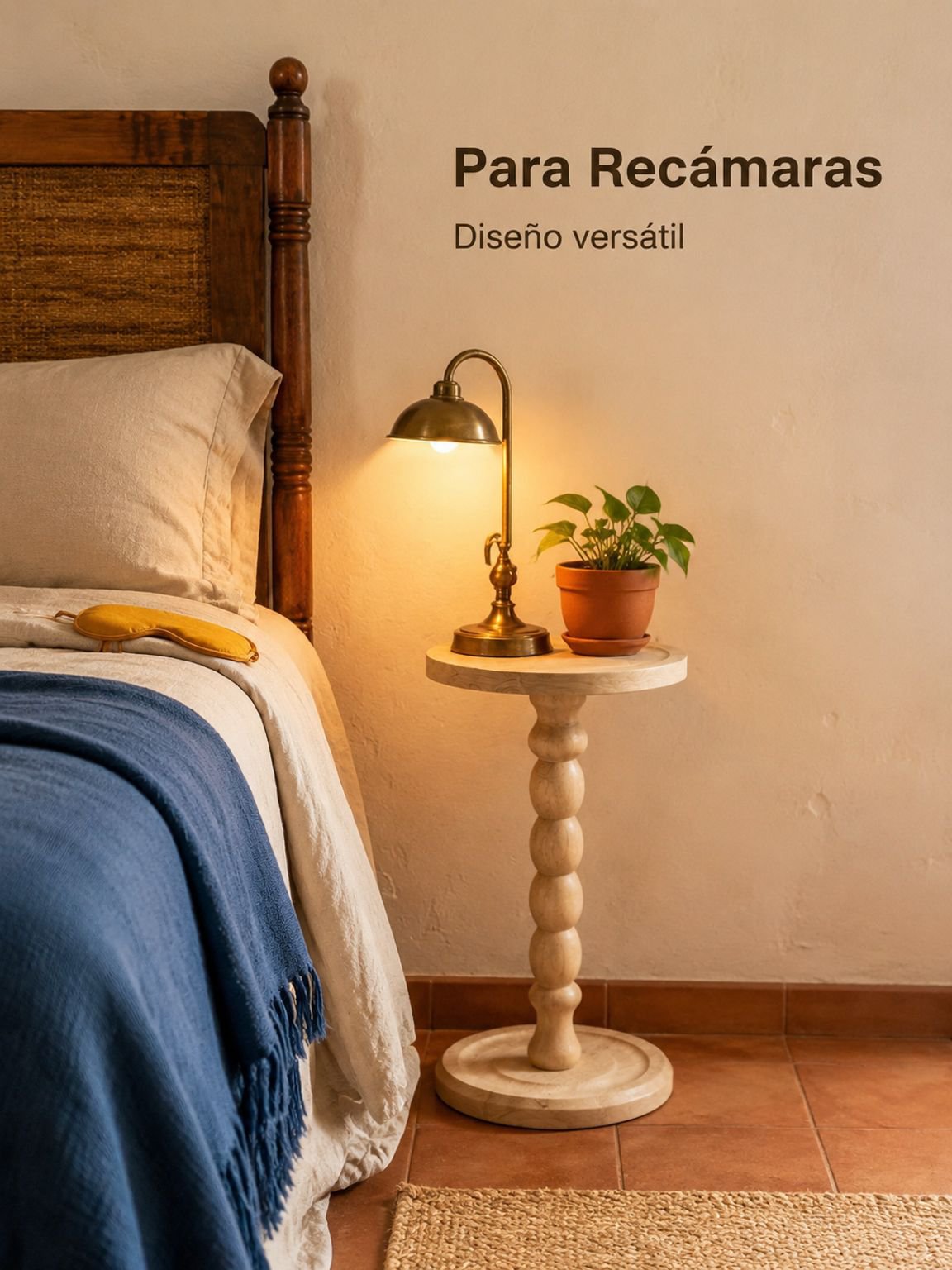 Mesa auxiliar de madera maciza de estilo retro americano