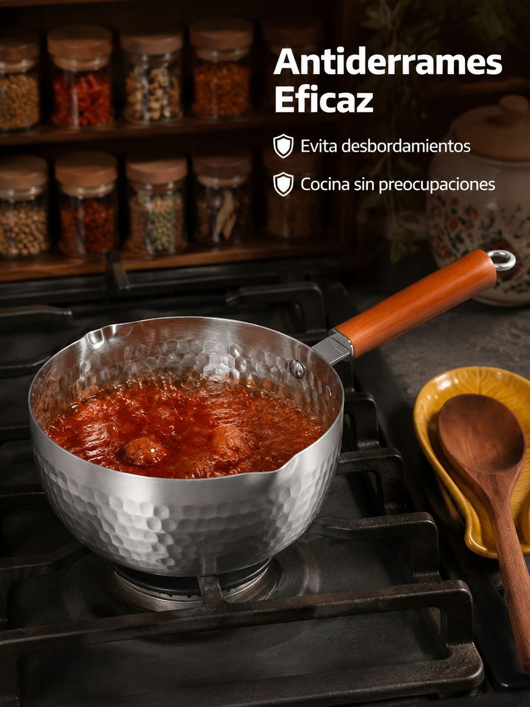 Olla multiusos sin recubrimiento, con textura martillada y grosor reforzado
