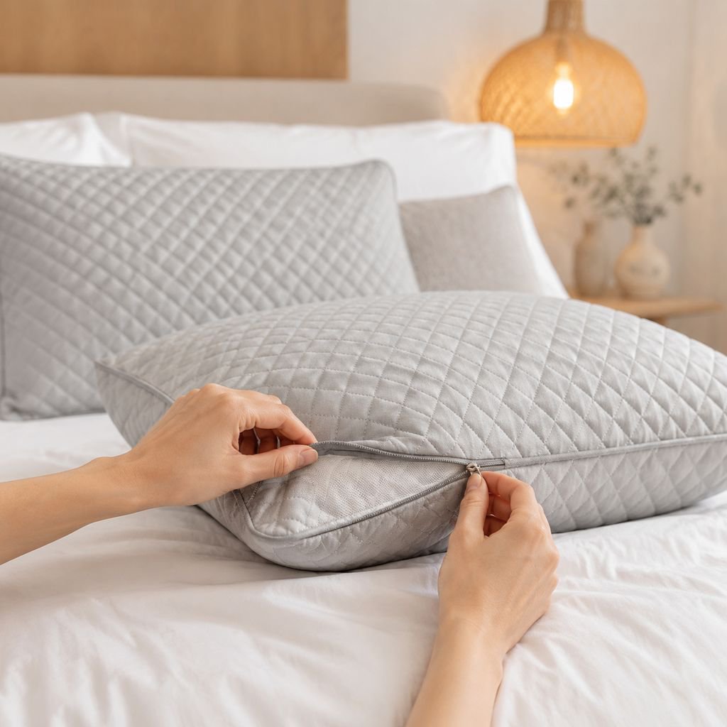 Núcleo de almohada con capa protectora de aislamiento, funda de almohada acolchada para el hogar, an