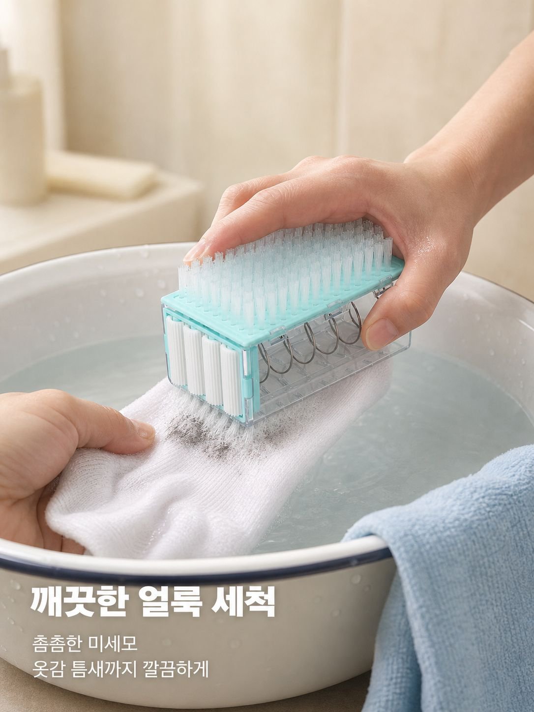 일체형 세탁브러쉬 물빠짐 수납함 속옷 양말 전용 손빨래 필요없는 브러쉬