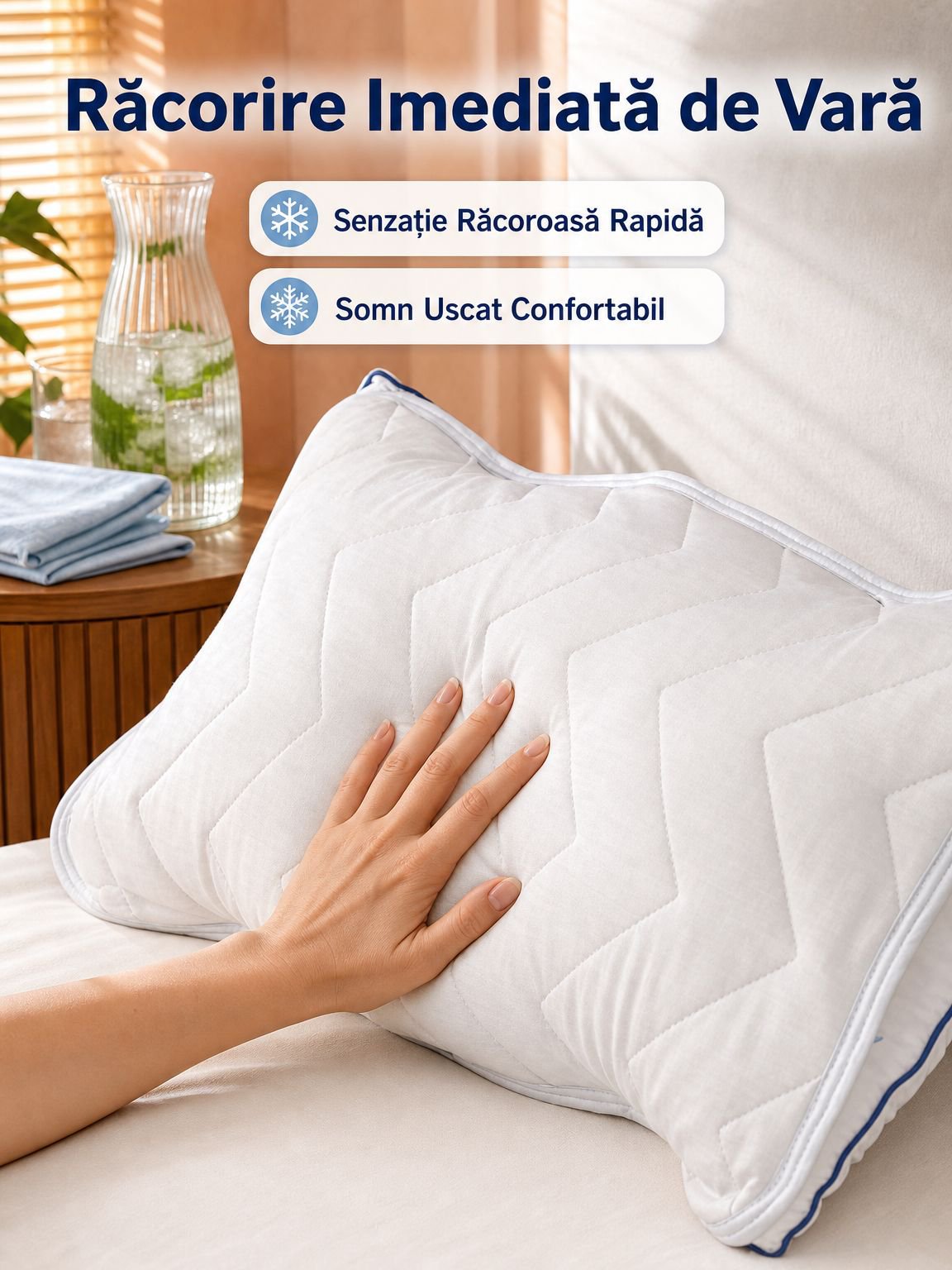 Față de pernă răcoroasă, cu două fețe, pentru vară