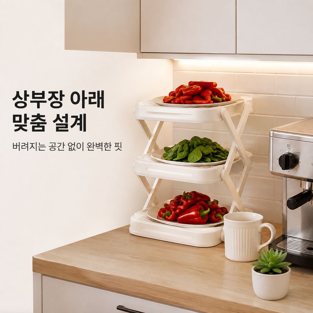 가정용 접이식 다층 조리대 주방 정리 선반 샤브샤브 파티용 휴대식 야채 선반