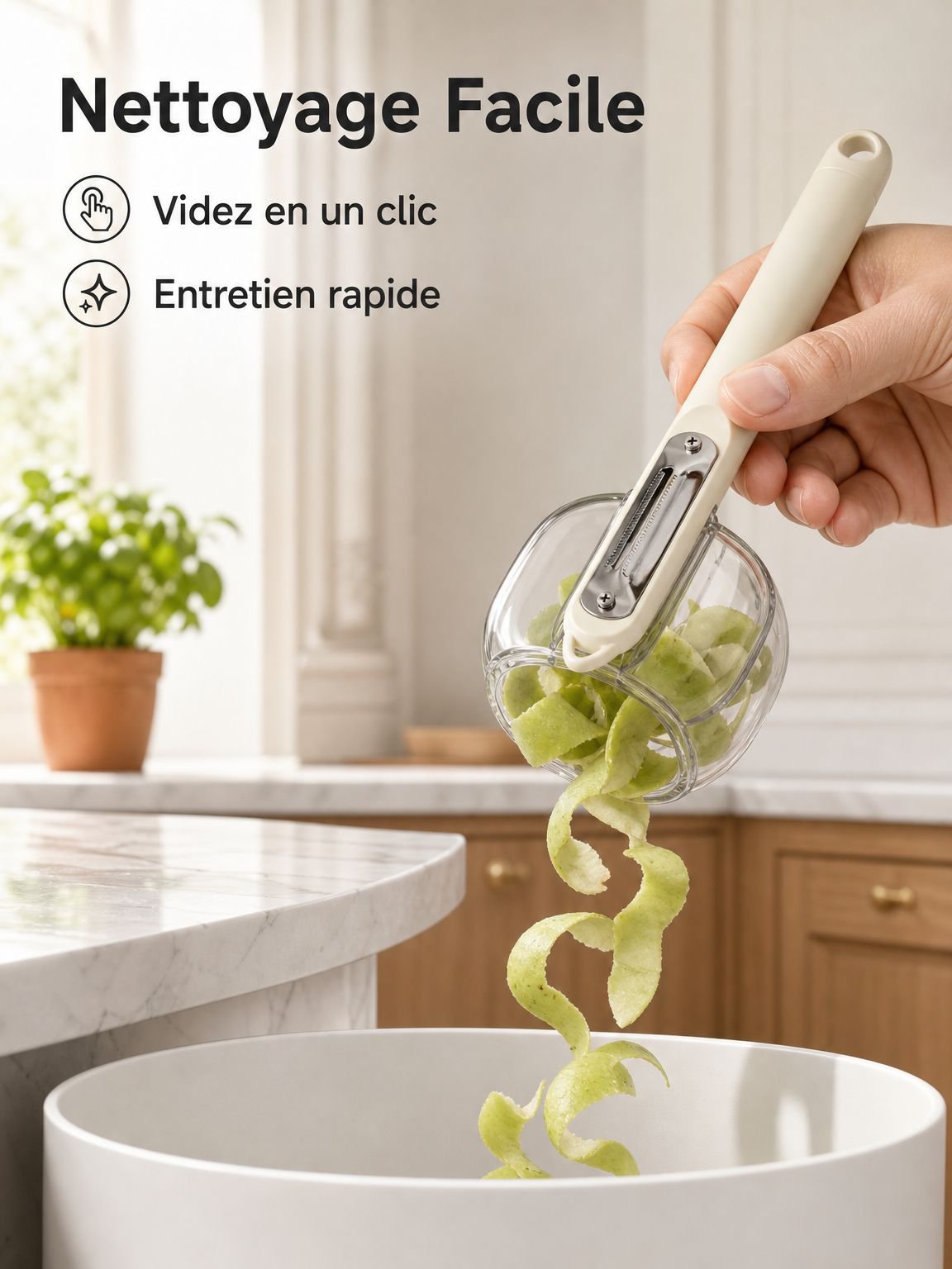 Éplucheur multifonction anti-éclaboussures de qualité alimentaire avec boîte de rangement
