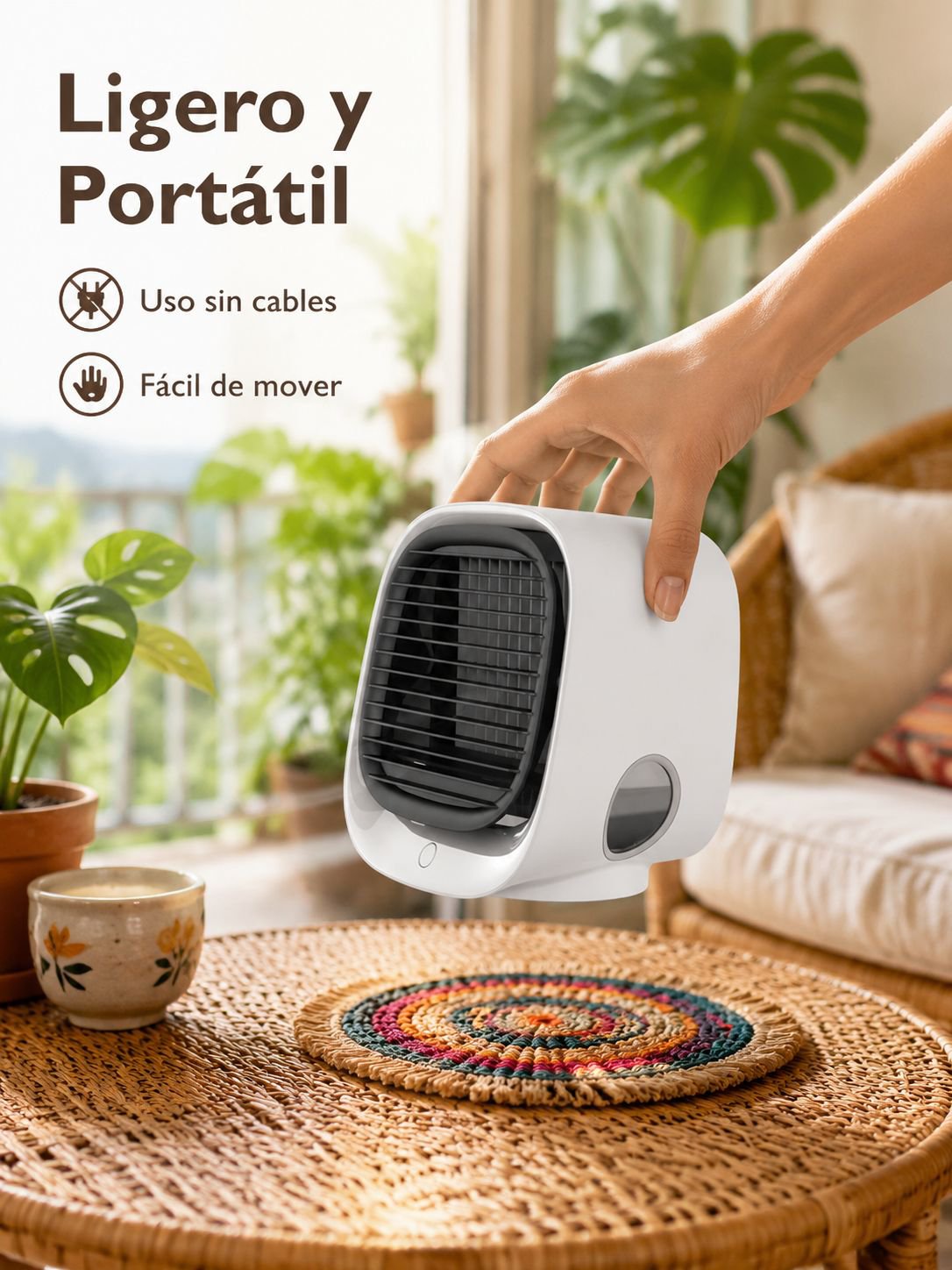 Ventilador de agua multifuncional y silencioso, enfriador portátil recargable para hogar y oficina
