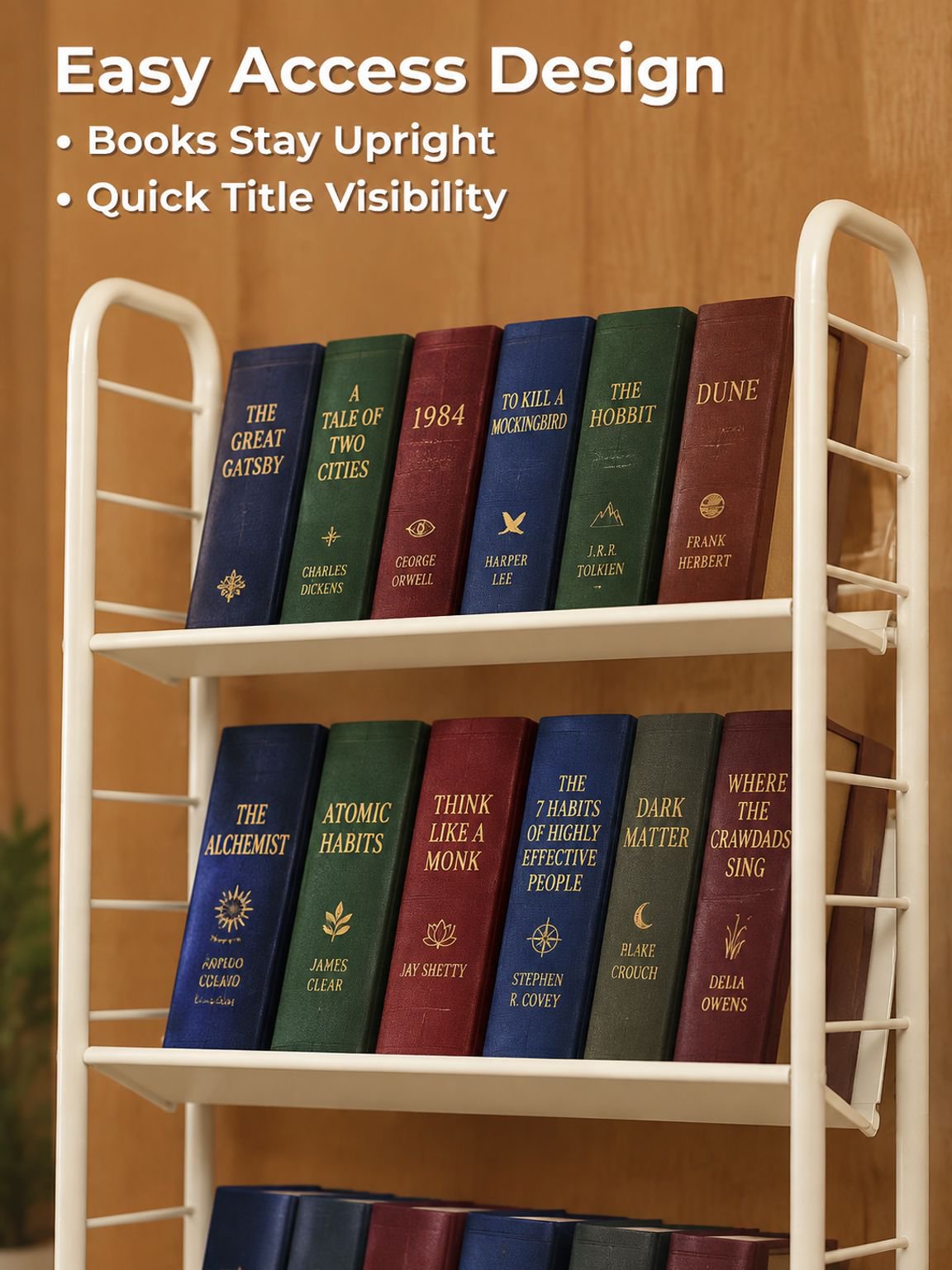 Movable multi-tiered bookshelf