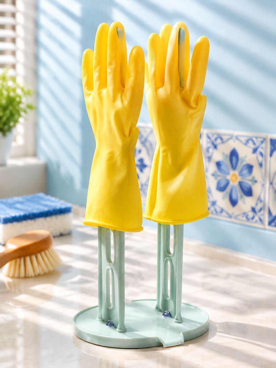 Soporte organizador de guantes de limpieza con ventosa