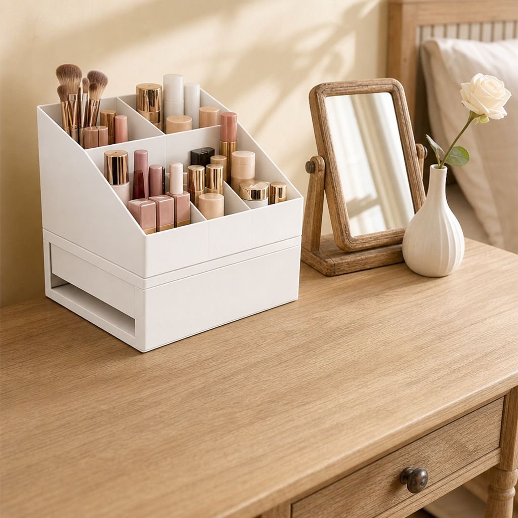 Japanese multi-layer stackable storage drawer front view