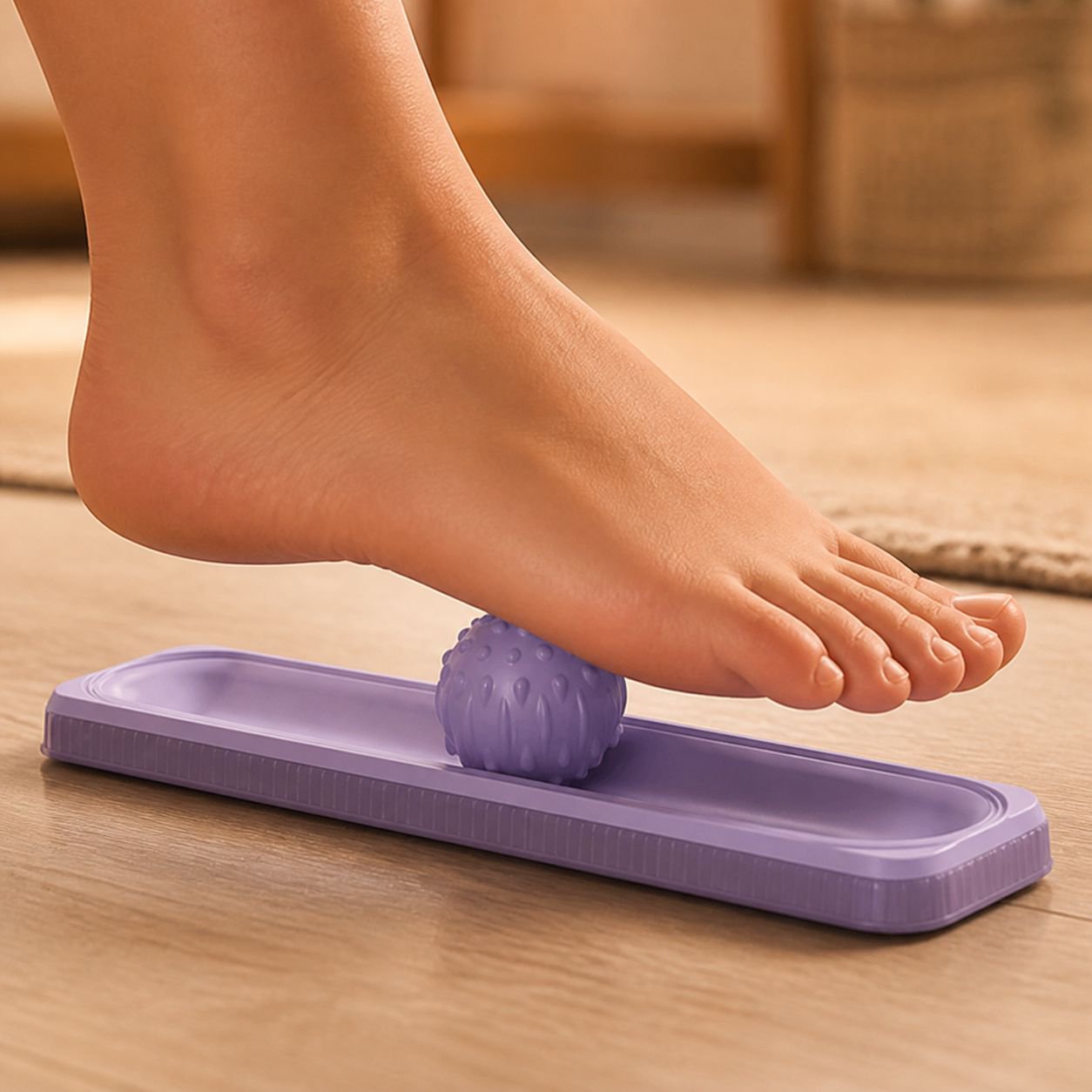 Balance ball for soothing foot stress and tension