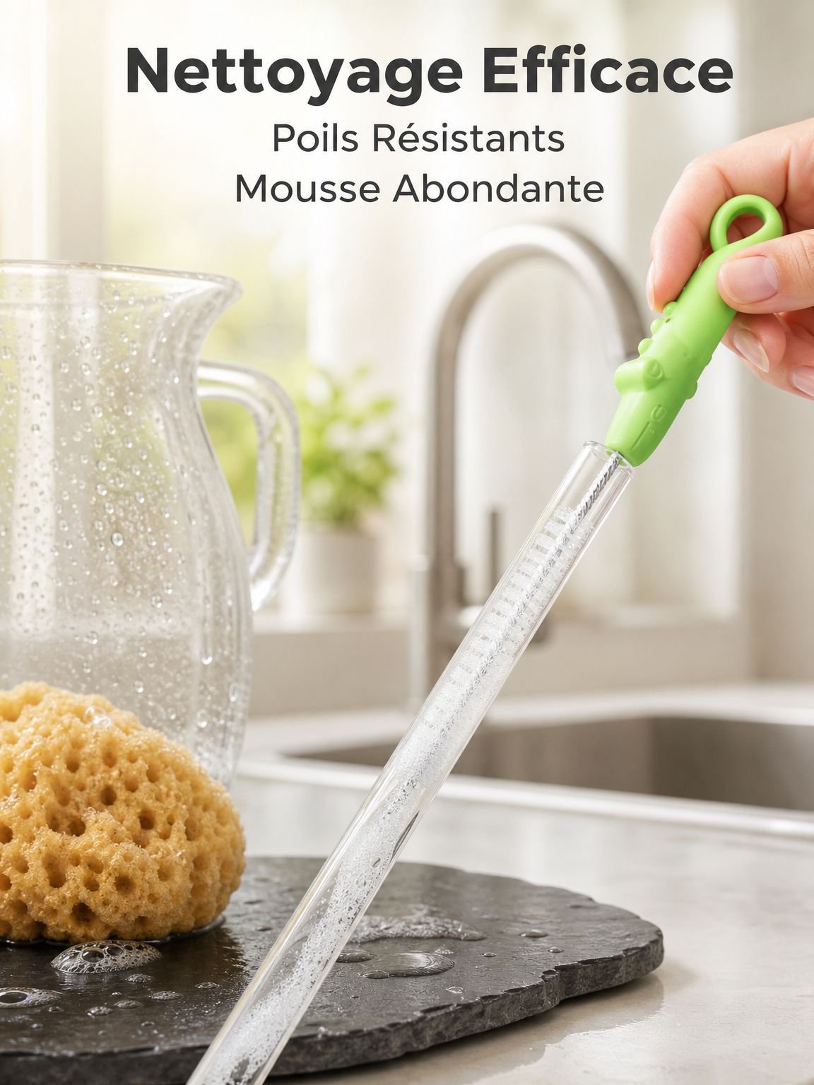 Brosse de nettoyage de paille en forme de crocodile 
