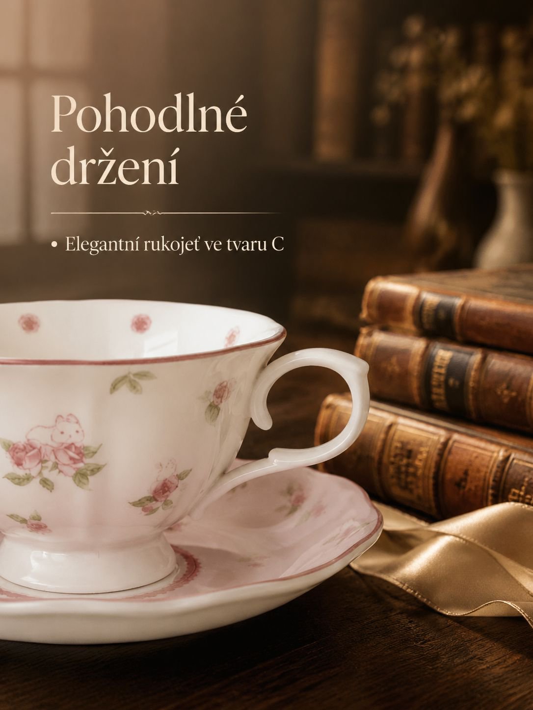 Sada keramických šálků a podšálků na kávu