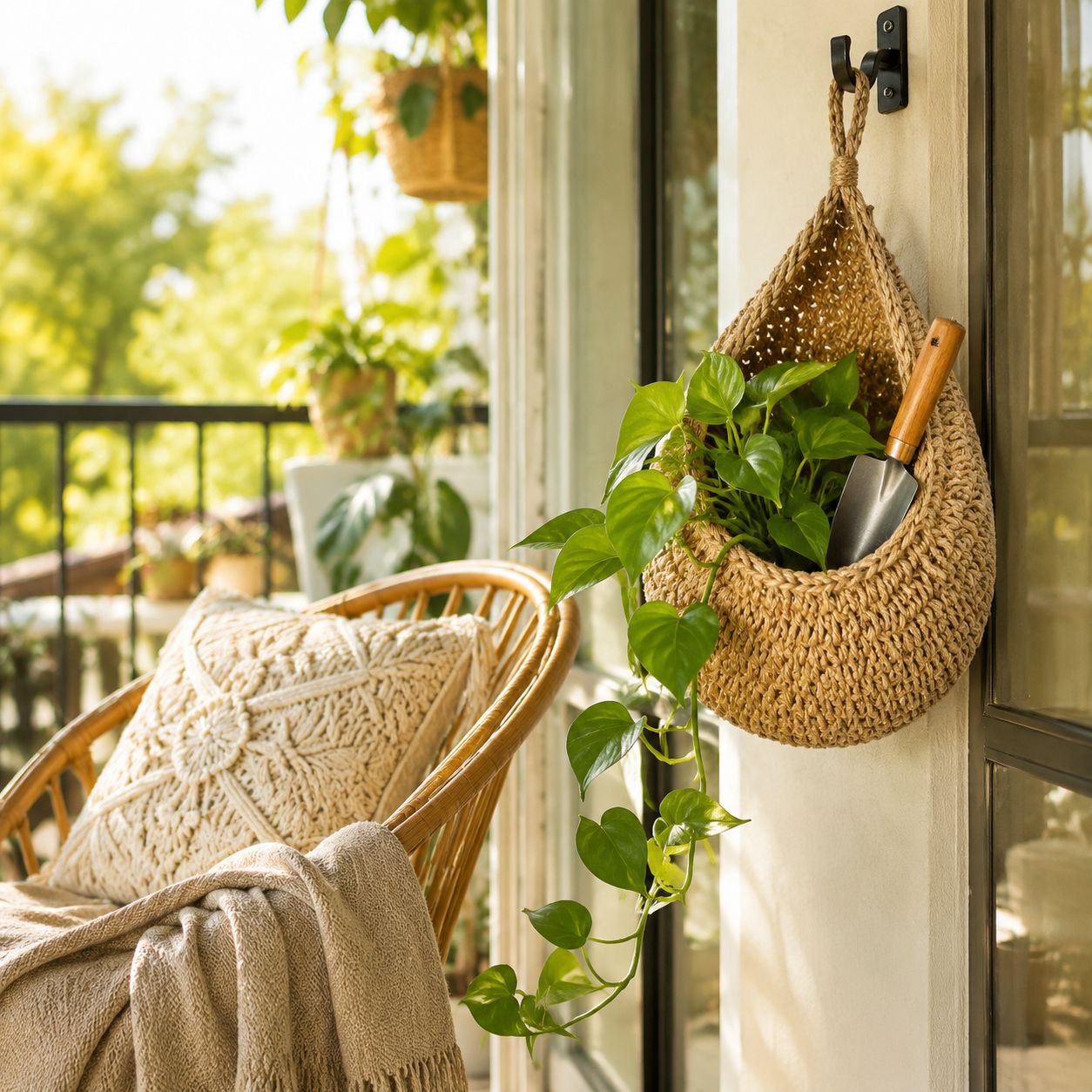 Natural Cotton Cord Storage Bag for Kitchen, Decorative, Reusable