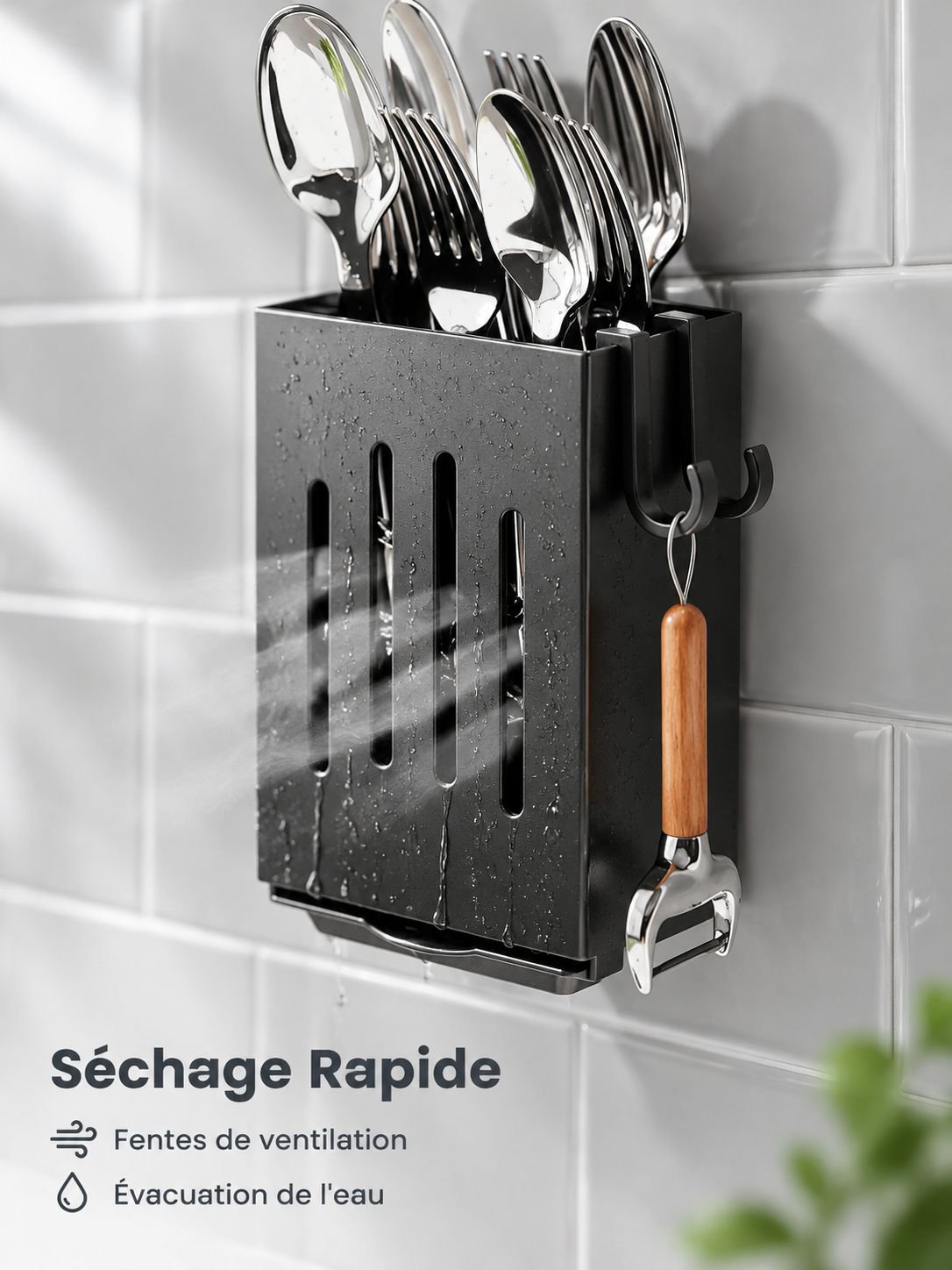 Rangement mural pour baguettes et couteaux de cuisine