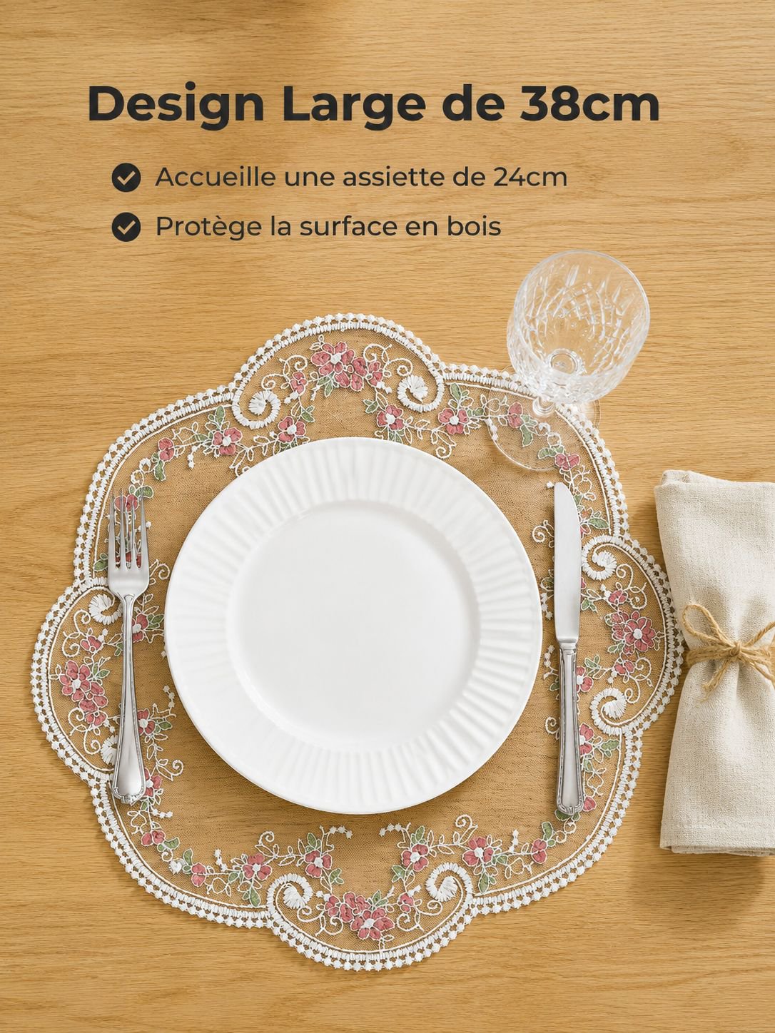 Centre de table décoré avec une nappe brodée raffinée