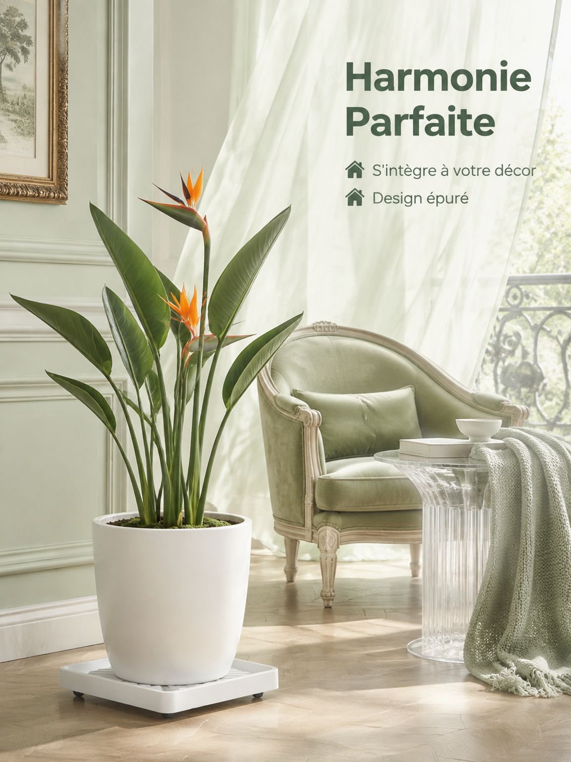 Plateau carré haut de gamme pour pot de fleurs, base mobile à roulettes universelles dissimulées