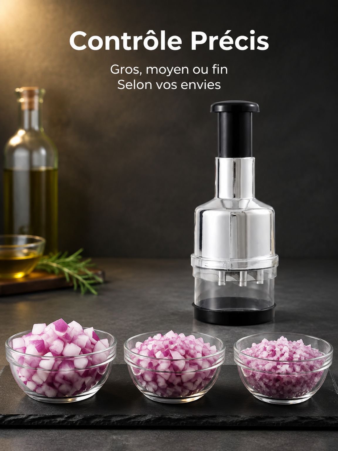 Hachoir à ail compact pour préparer les ingrédients en cuisine
