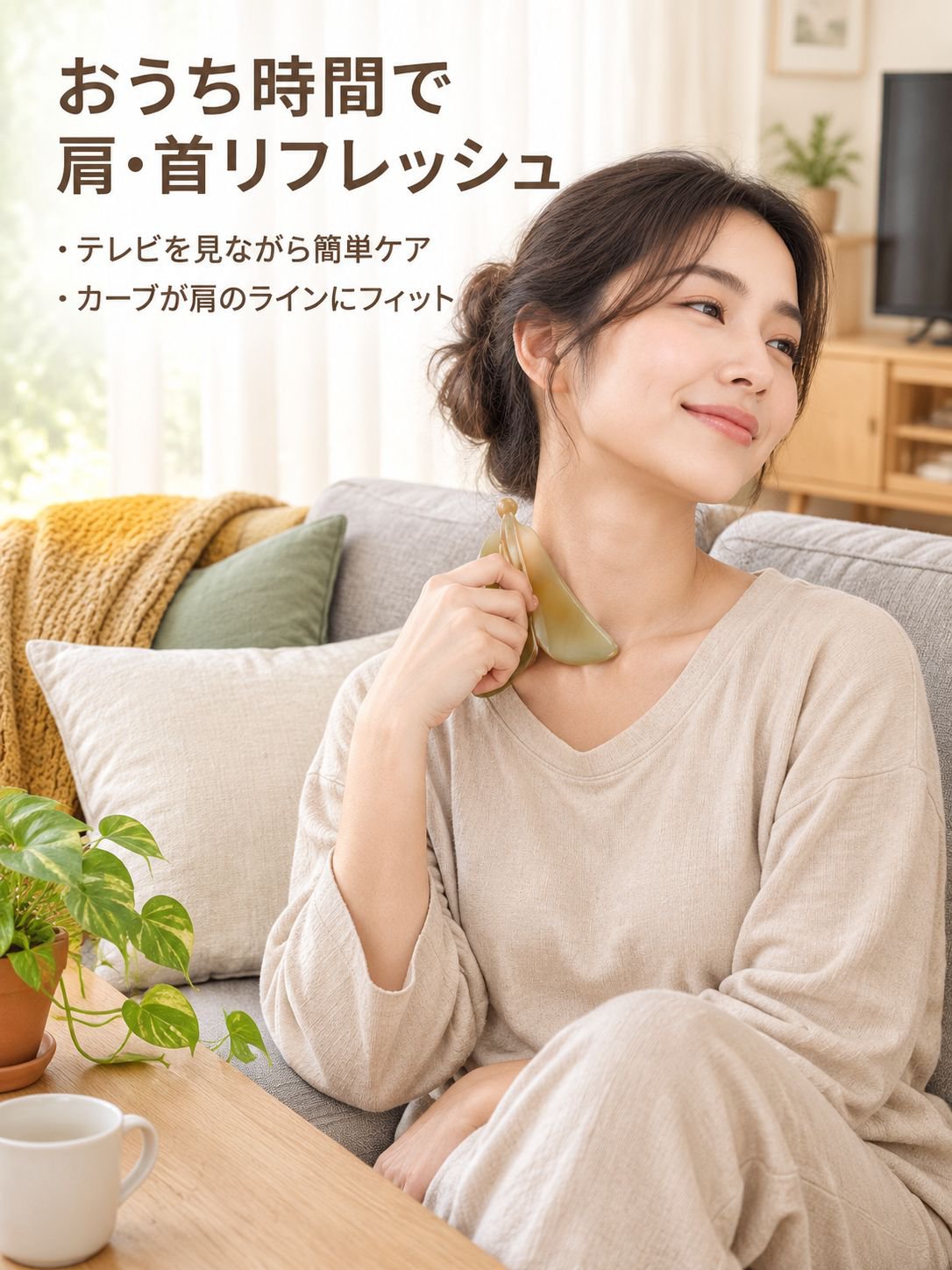 肩・首・背中マッサージ用 白水牛角かっさ板