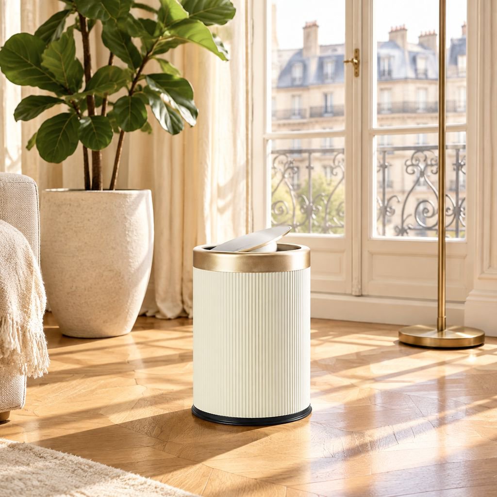 Poubelle à couvercle poussoir