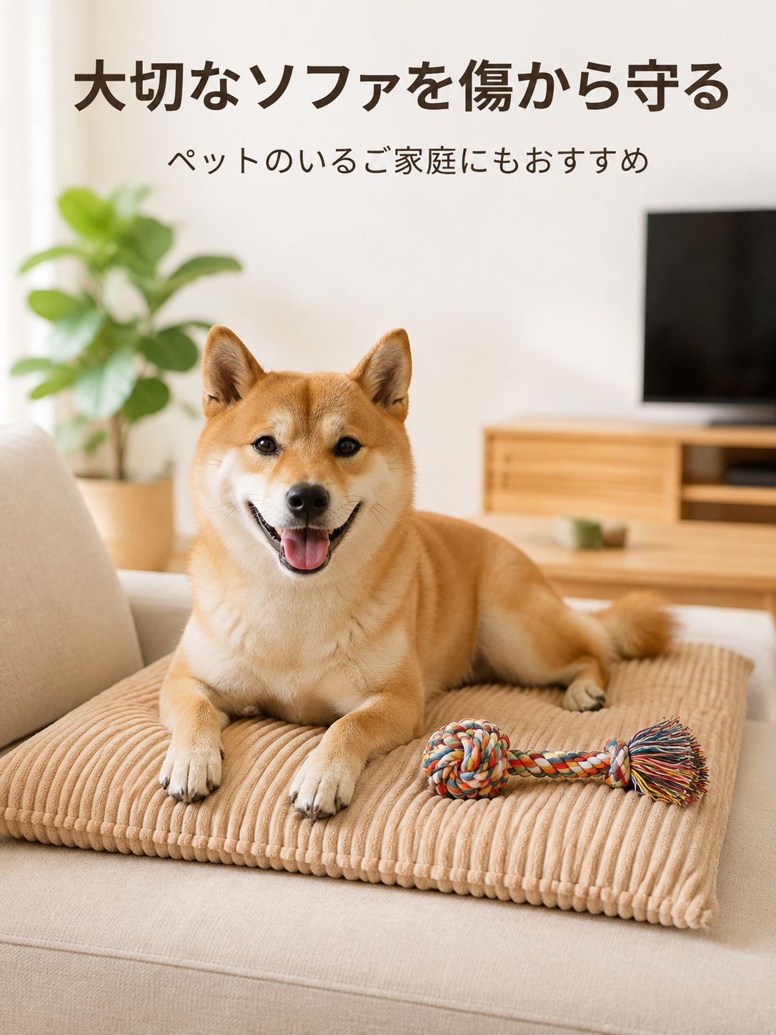 無地のストライプ柄ソファクッション