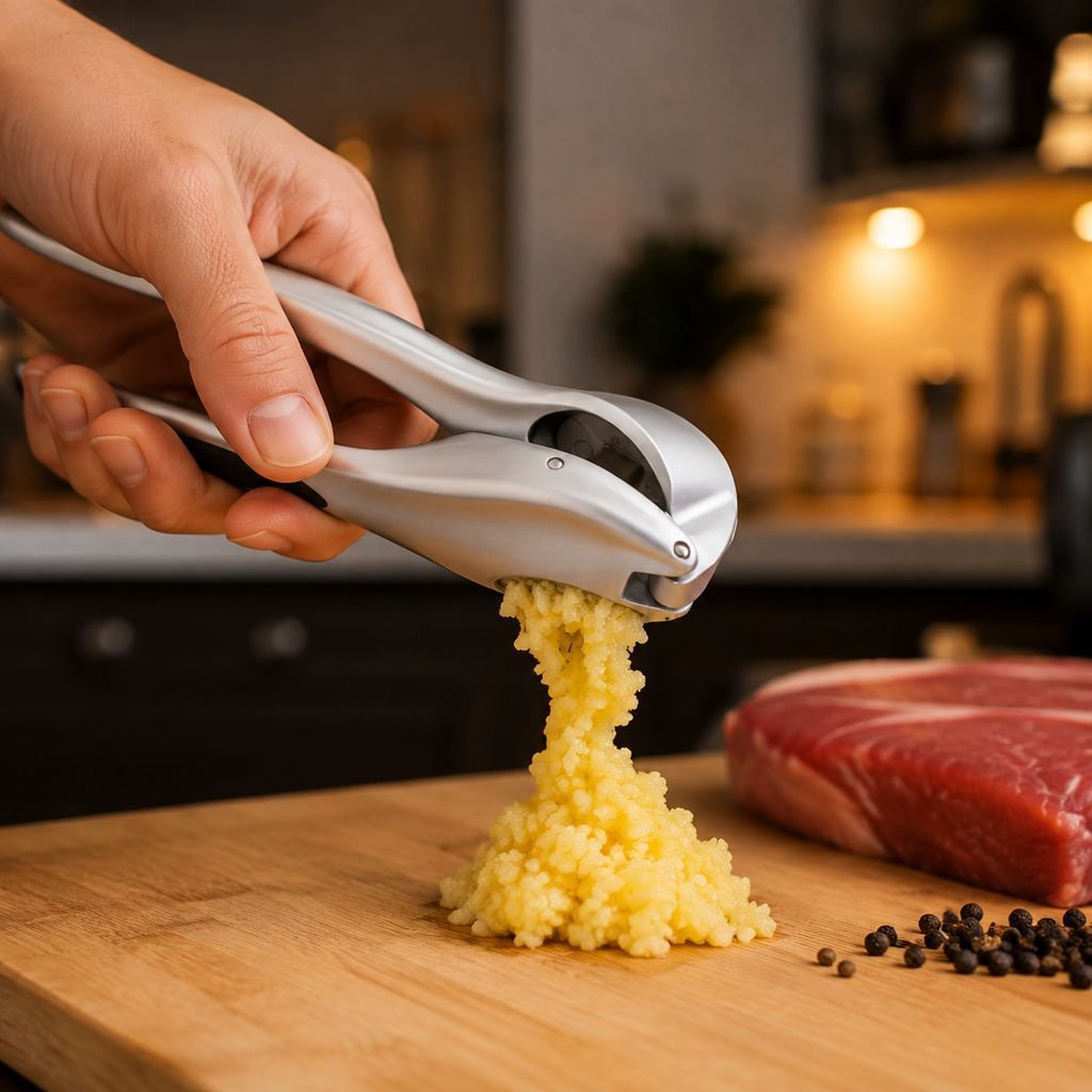 Home Zinc Alloy Manual Garlic Press, Multi-purpose Kitchen Garlic Pounder