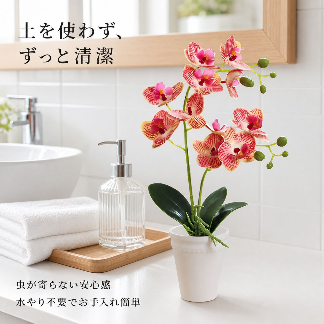 手作りバタフライ蘭 フェイク盆栽 花インテリア