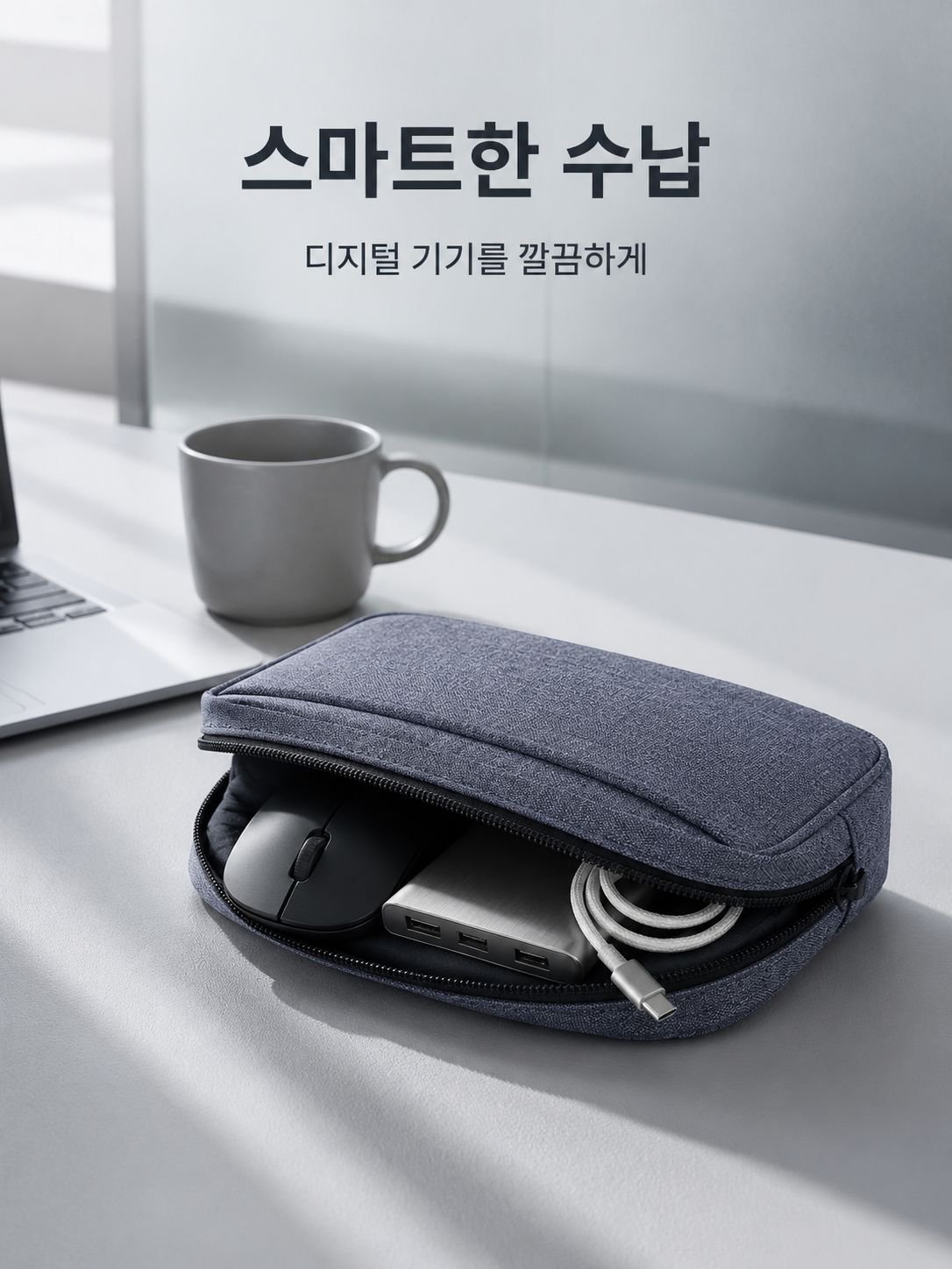 옥스포드 세면도구 파우치 구강세정기 수납백 디지털 액세서리 심플 휴대용 대용량 화장품 파우치 여행가방