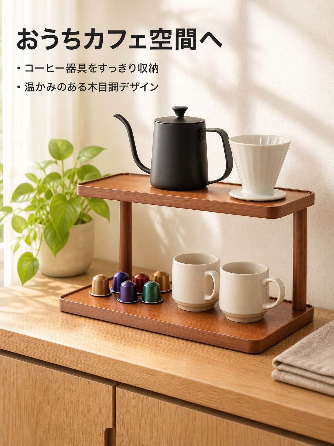 デスクトップ棚用カップオーガナイザー