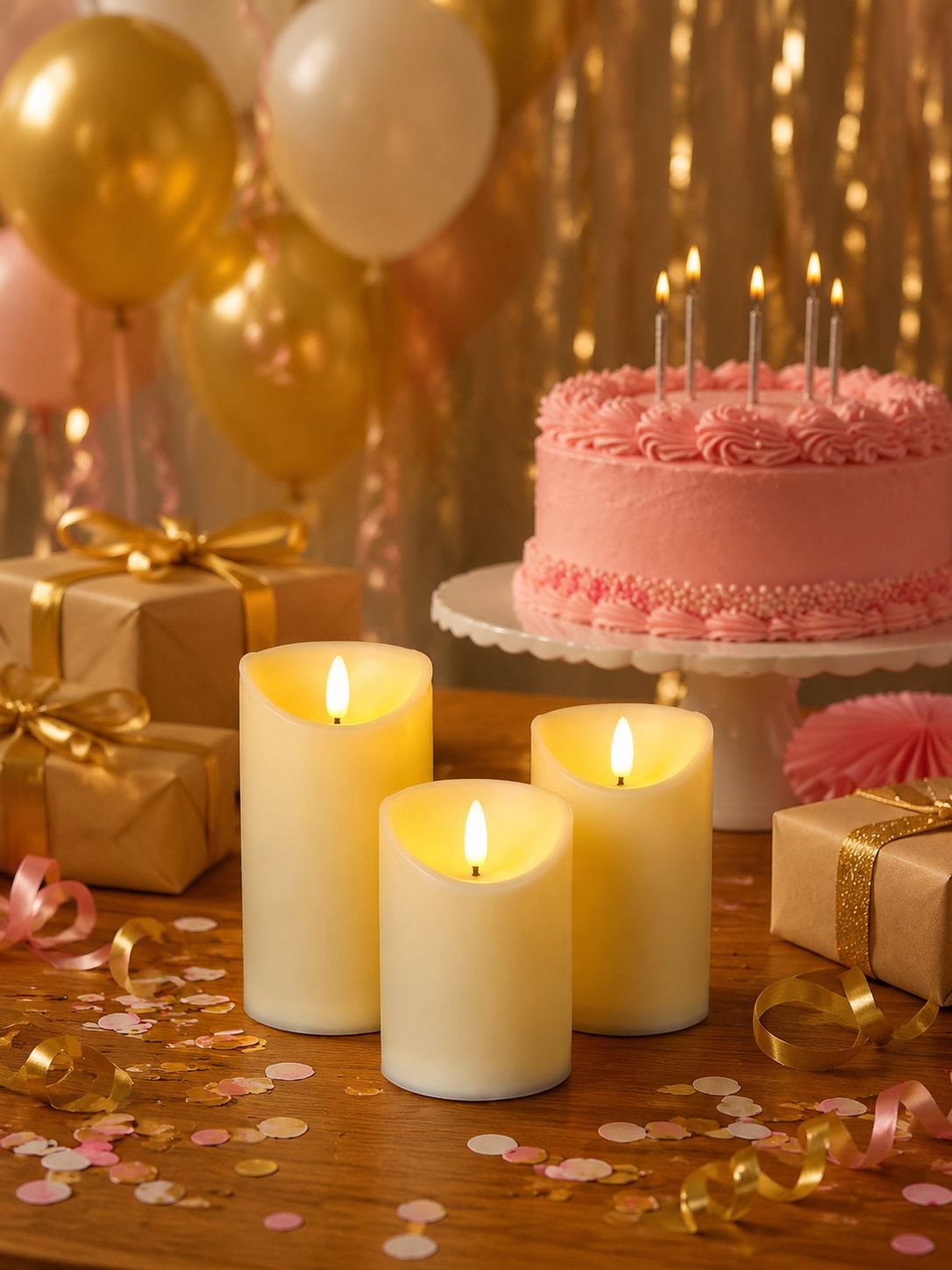 3er Set Elektrische Kerzen mit Fernbedienung – Dekoration für Geburtstag und Hochzeit