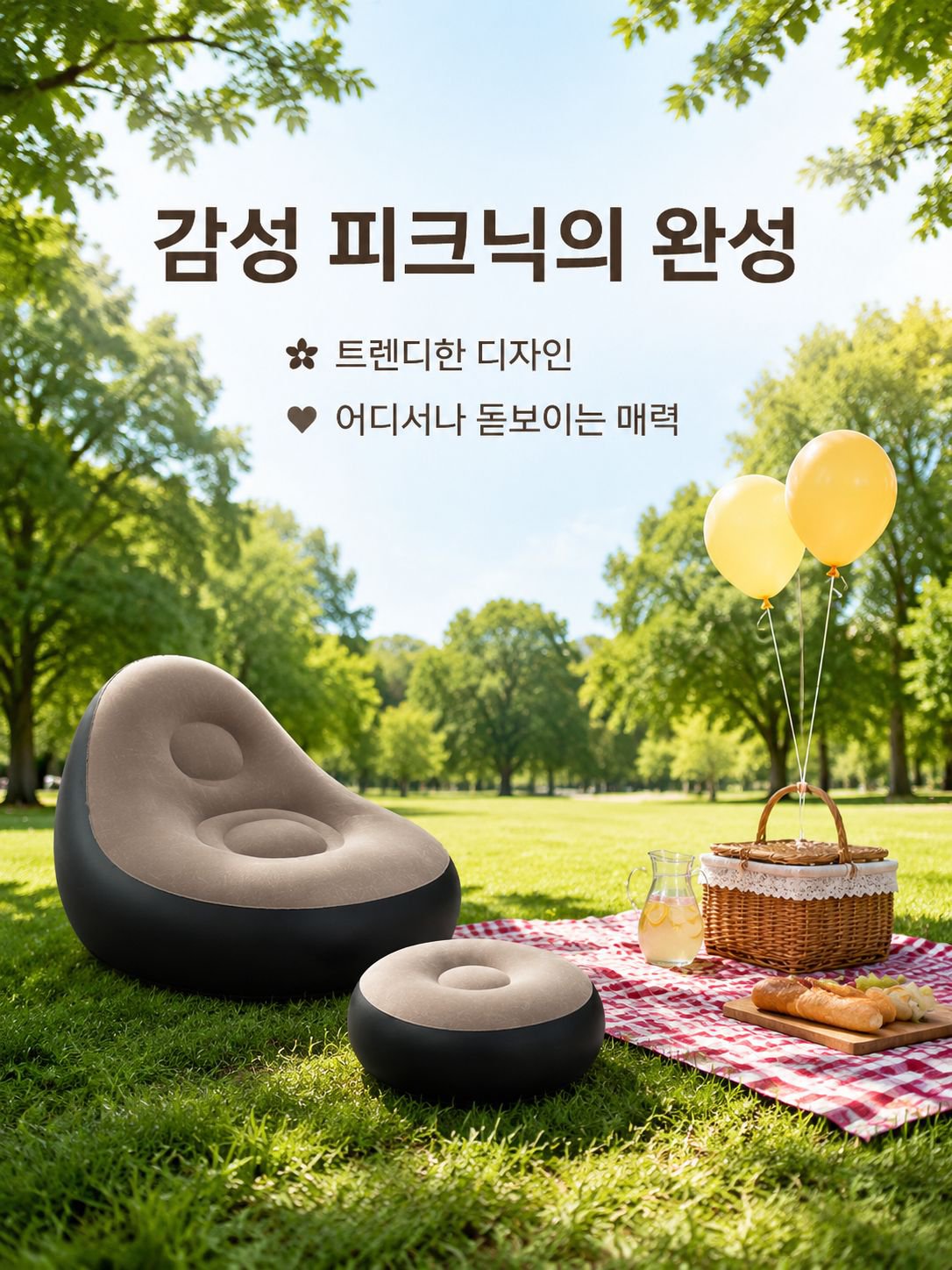 휴대용 아웃도어 도톰 접이식 에어 소파