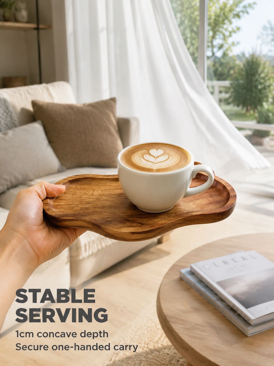 Wooden serving tray for fresh fruit