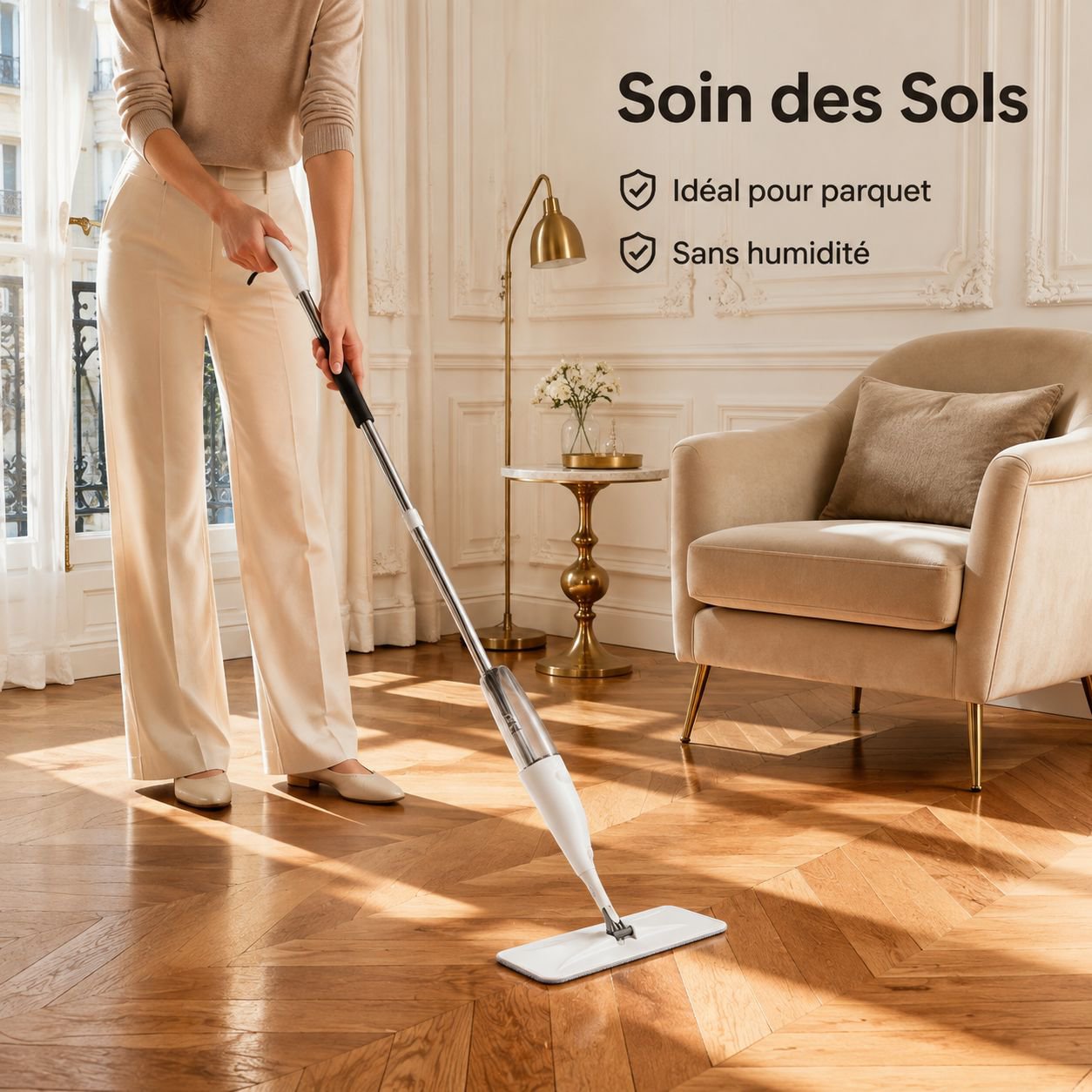 Serpillière spray maison, sans lavage à la main, utilisable à sec et à l’humide