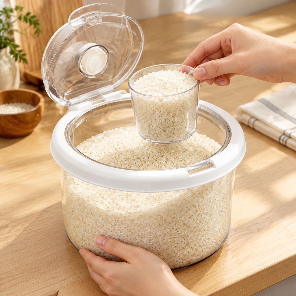 食品グレード素材を使用した米保存容器