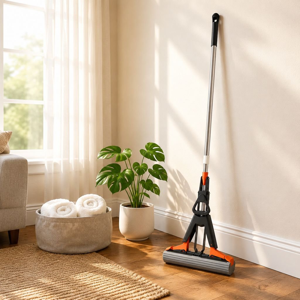 Folding Mop, One-Stop Cleaning Mop, Hands-Free Mop, Foldable Wringer Mop, Household Lazy Mop with Ab