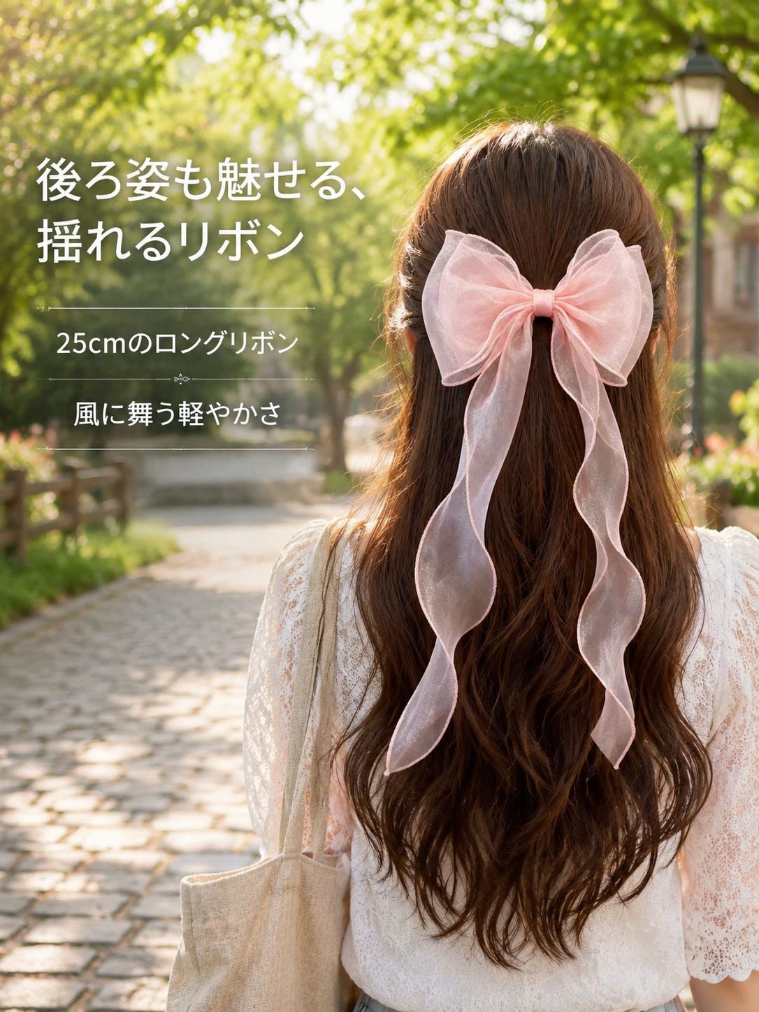 女性用メッシュリボンヘアクリップ