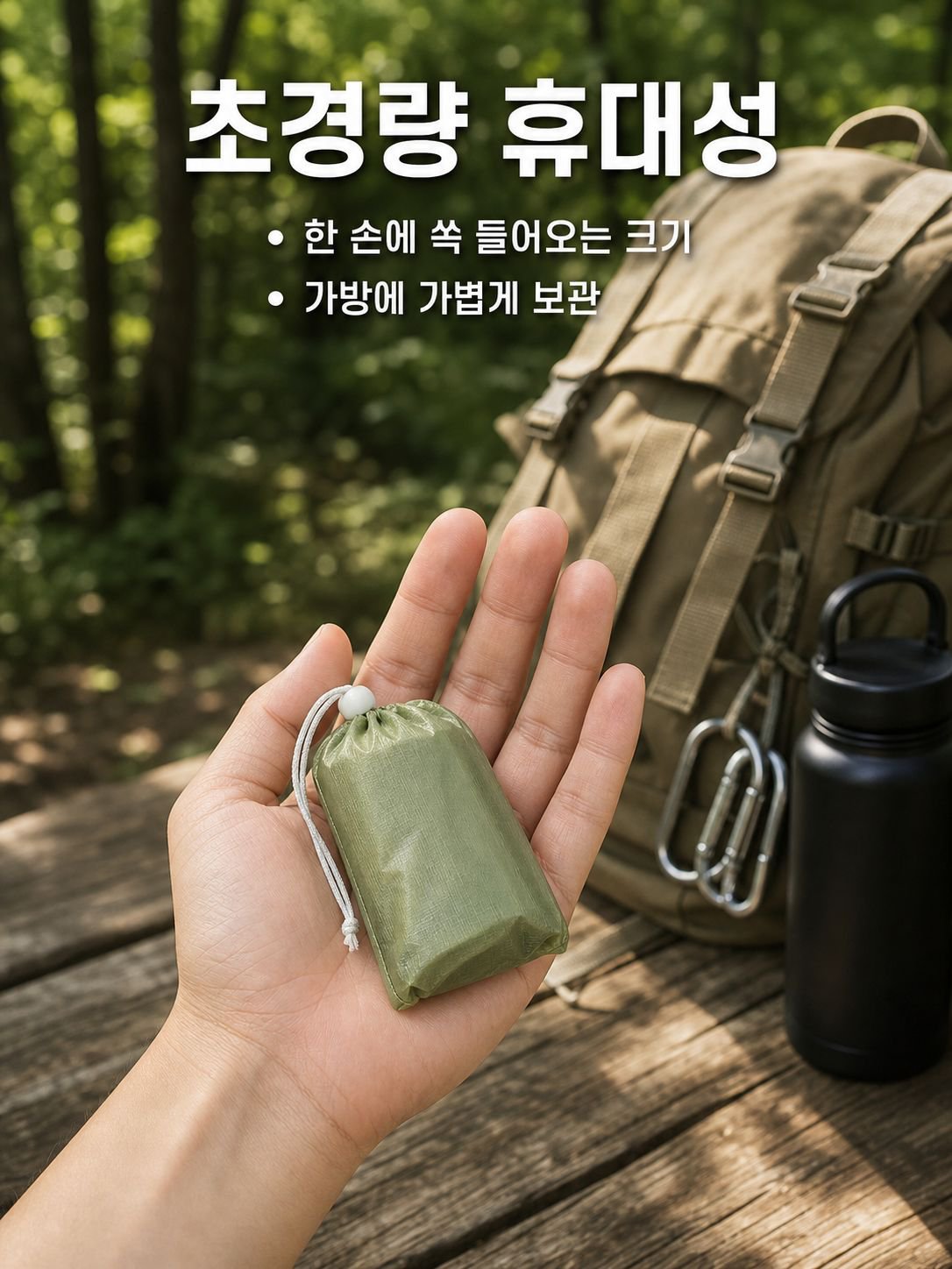 케이프 우비 일체형 아웃도어 3 in 1 다용도 이지 비일회용 올인원 공개캠프 등산남