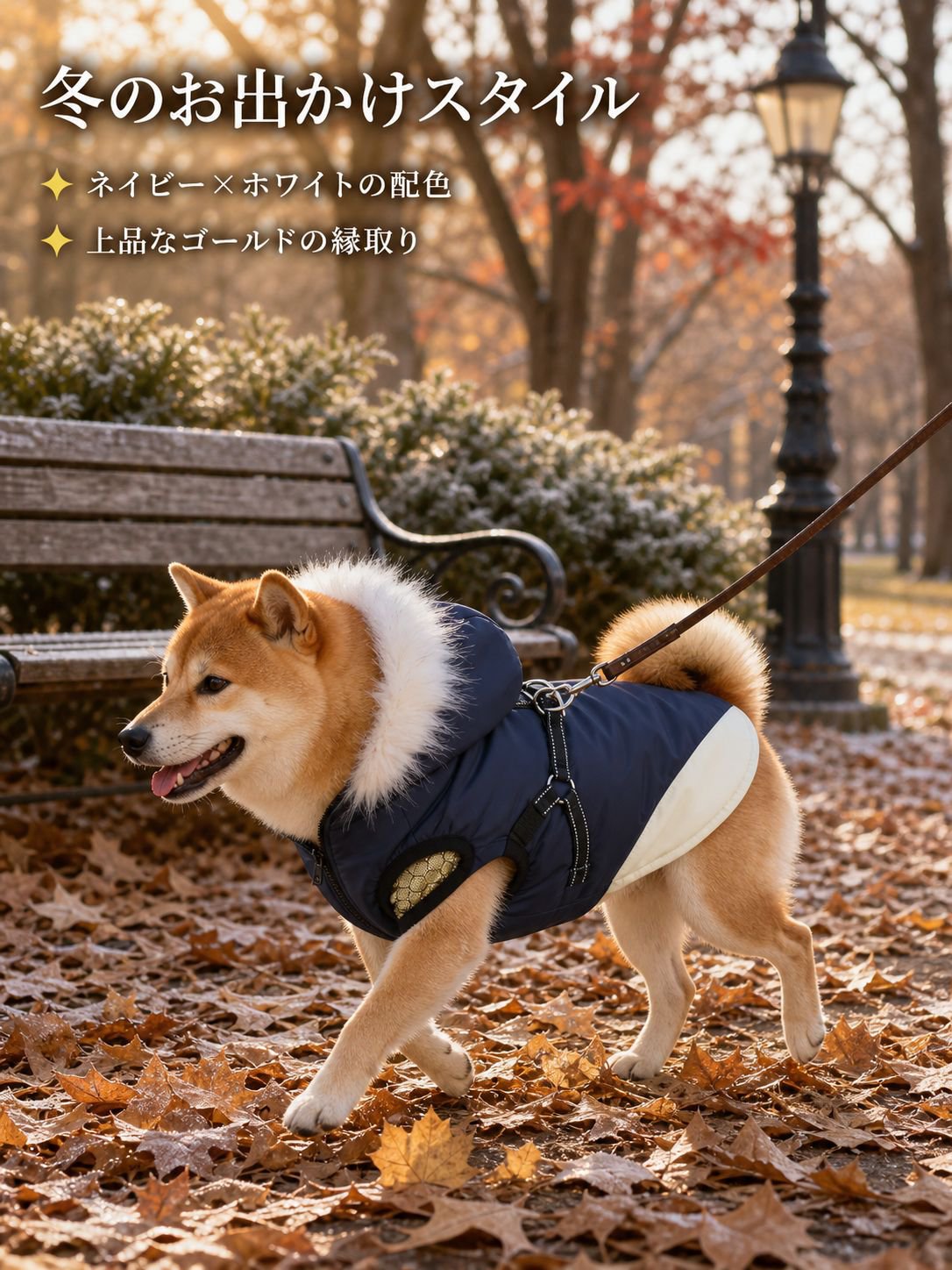 ペット用 冬用フリース中小型犬パディング防風ジャケット（フード付き）