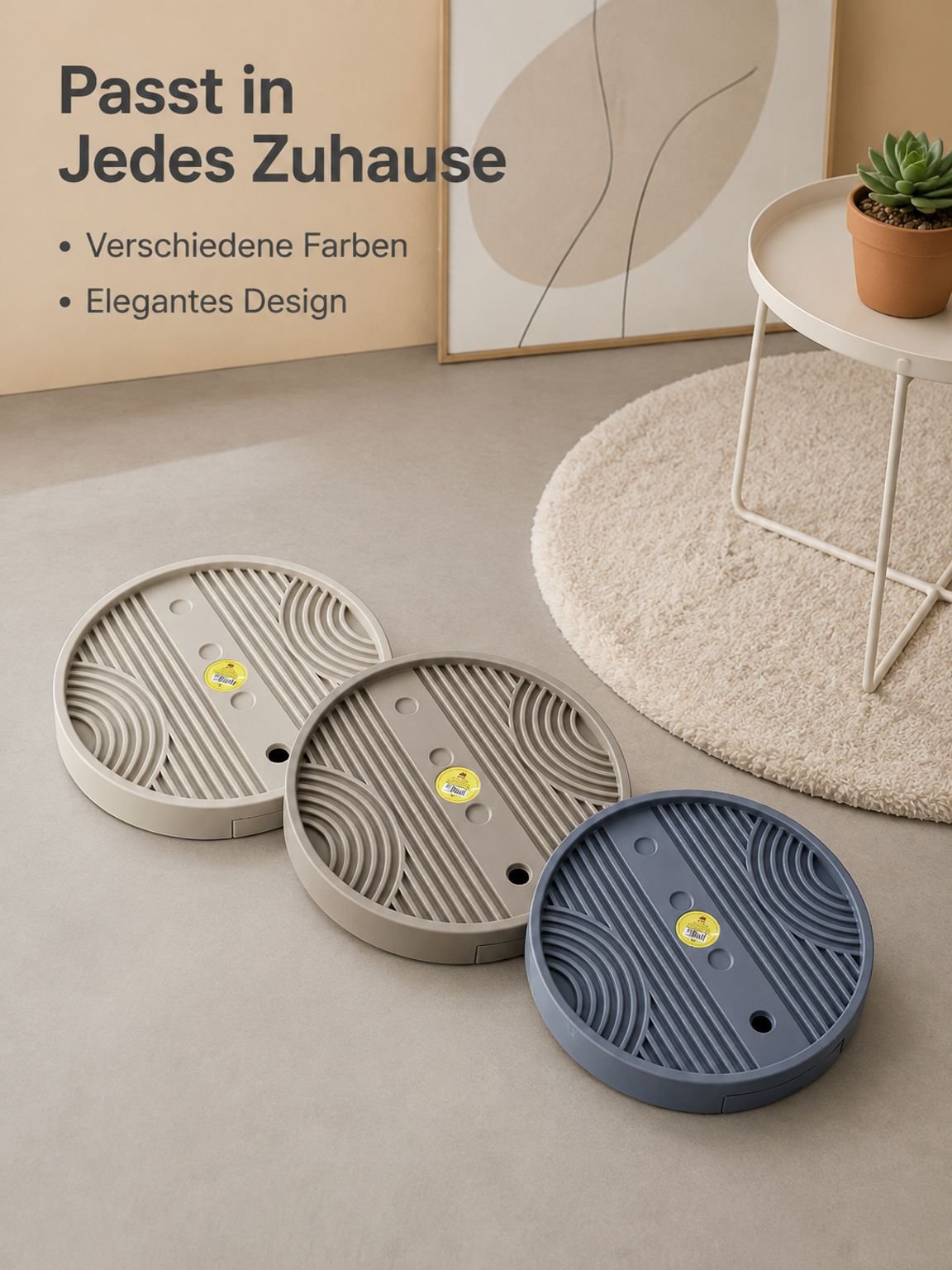 Versteckte abnehmbare Blumentopfschale, Universalrad, Bodenrolle, Wasserschale, Kunststoffboden, run