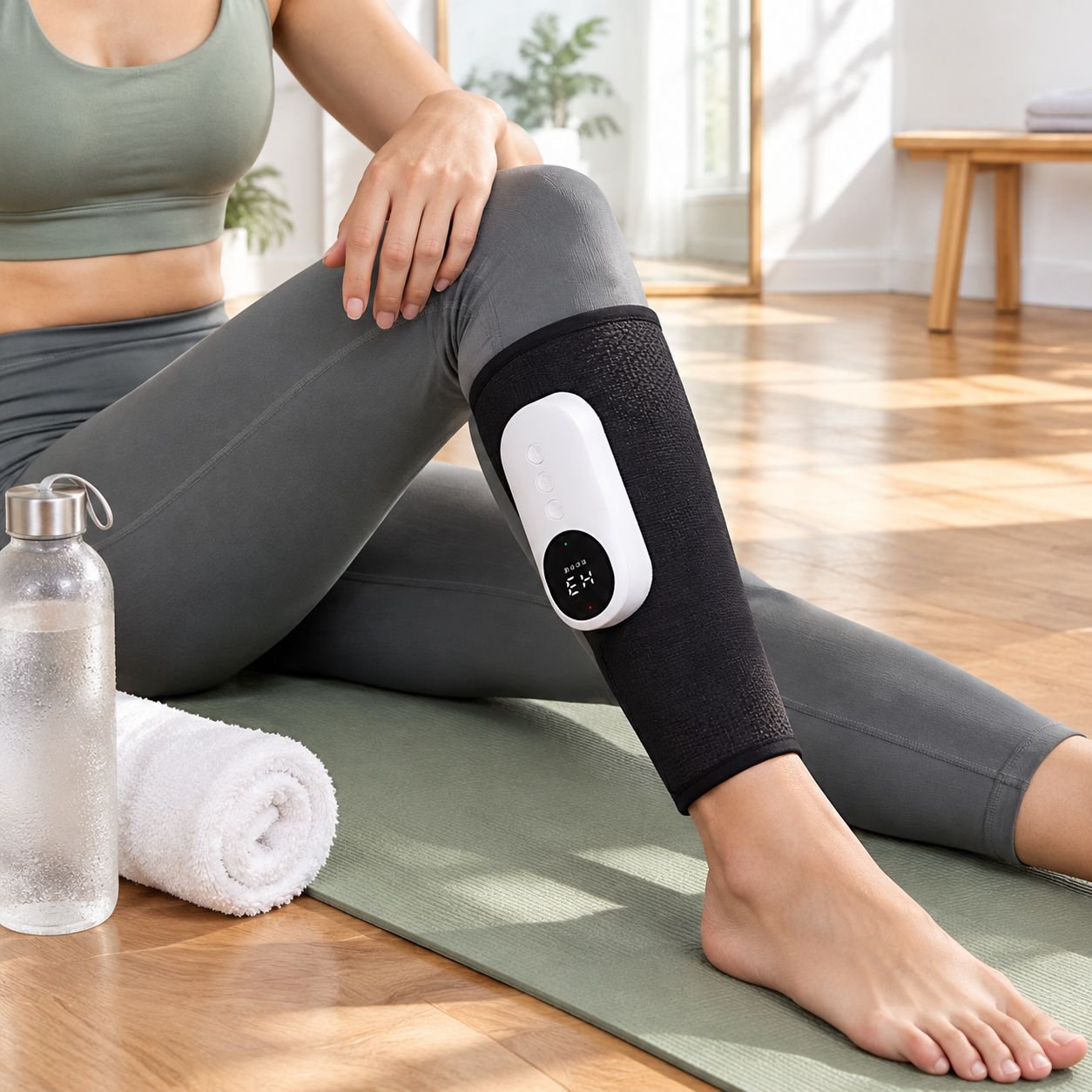 Masseur de jambes à compresse chaude, rechargeable, multi-vitesses, réglable, simulation de pression