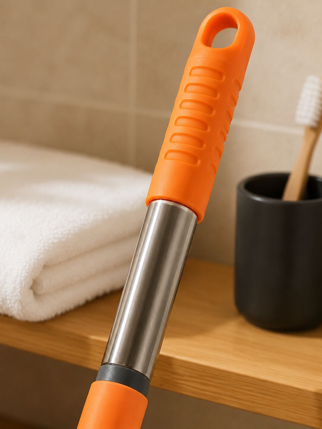 Long handle brush cleaning hard-to-reach areas