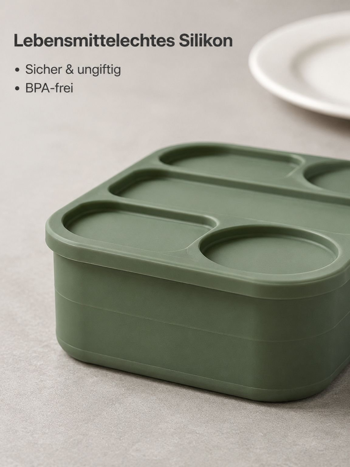 Große Silikon-Lunchbox mit Deckel – Mikrowellengeeigneter Frischhaltebehälter