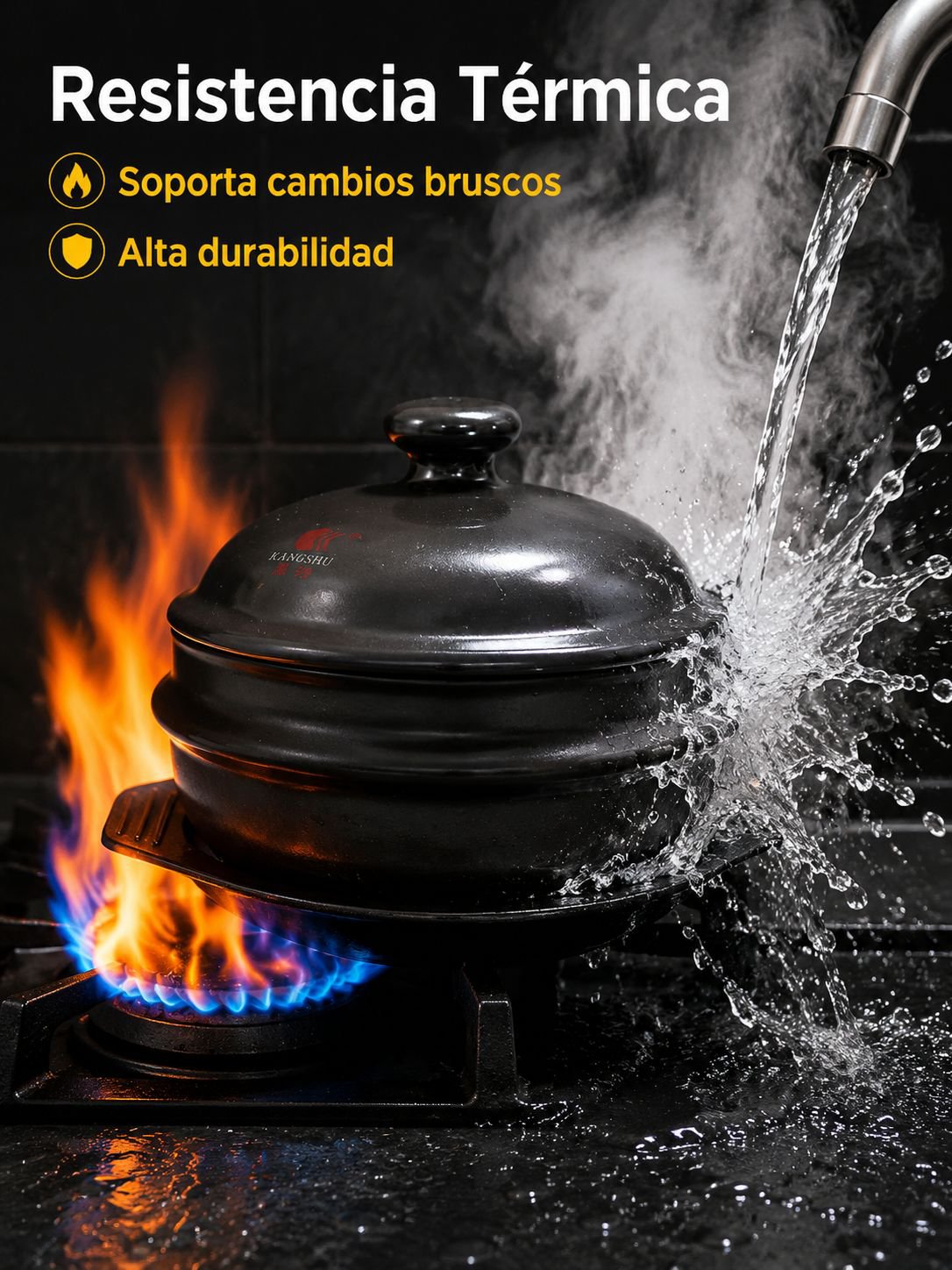 Olla de cerámica y piedra