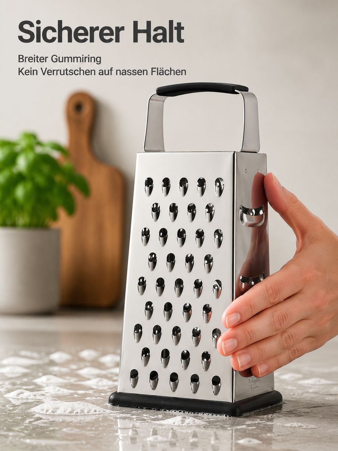 Reibeflächen der vierseitigen Multifunktionsreibe