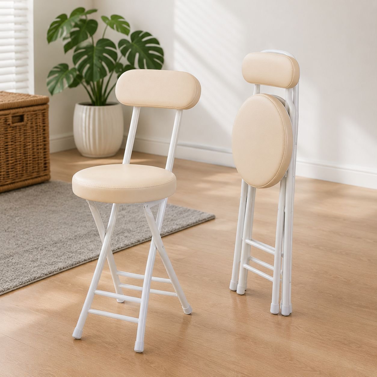 Portable tubular folding chair for dining and study