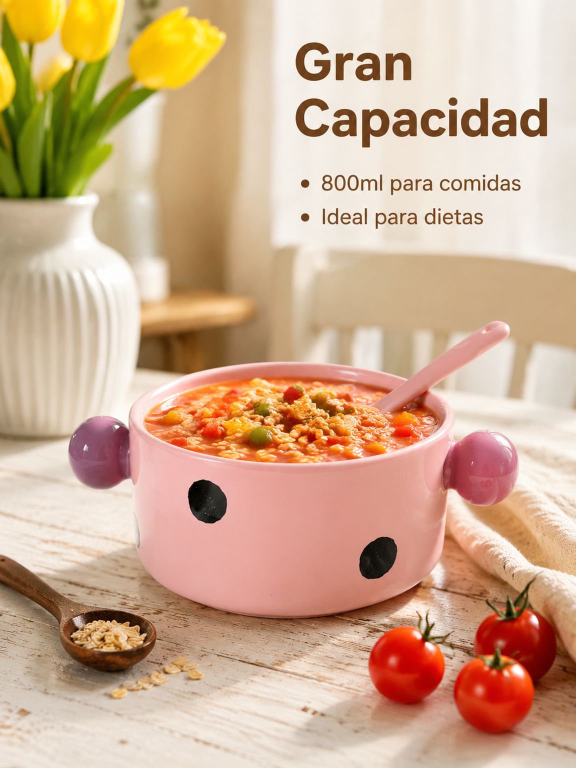 Cuenco de cerámica de doble asa