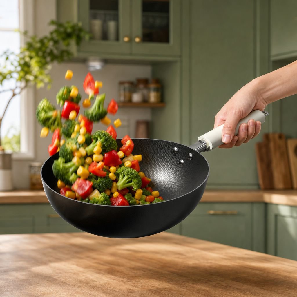 Uncoated Household Iron Deep Frying Pan