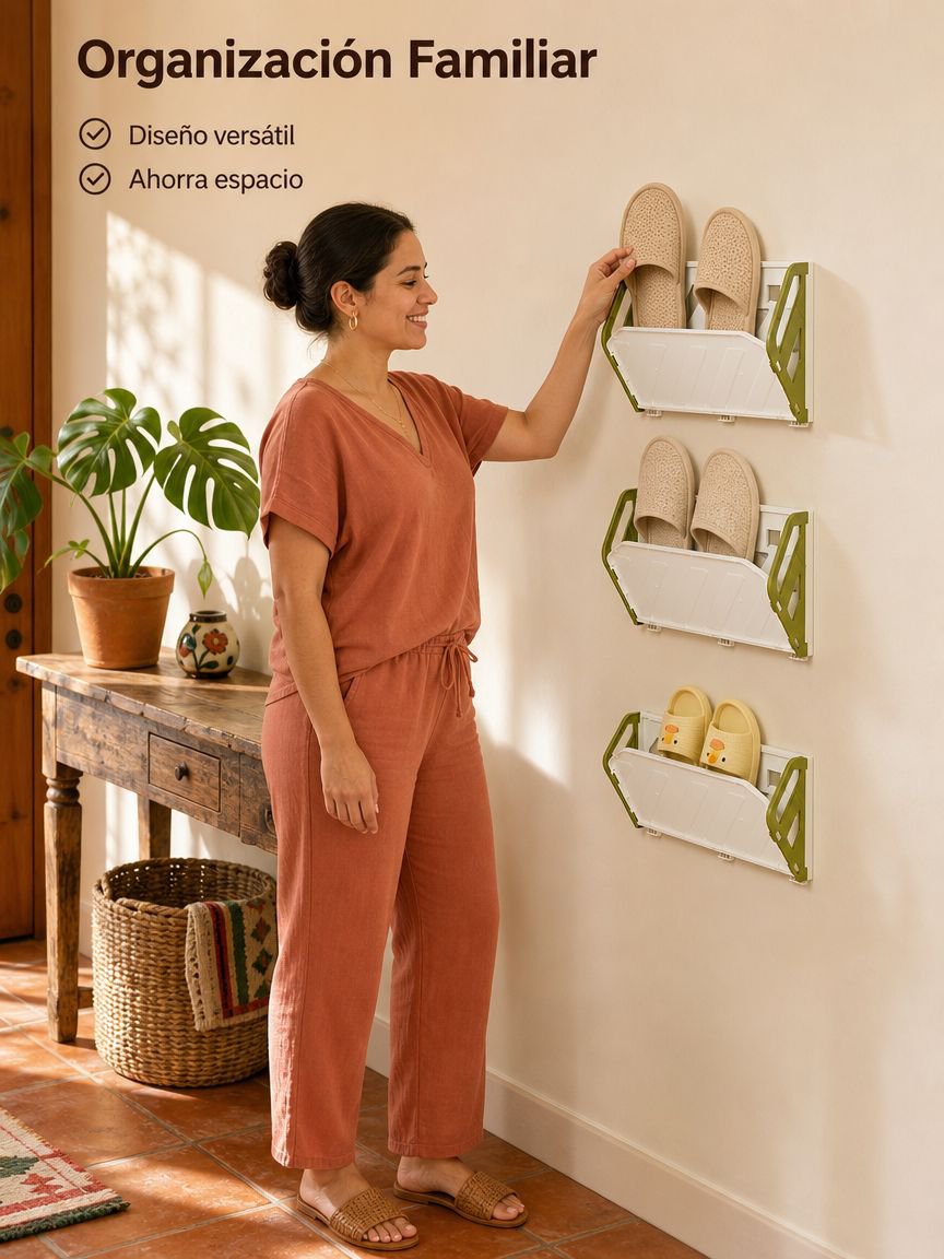 Zapatero plegable de pared sin taladro y antirrobo para el hogar y baño