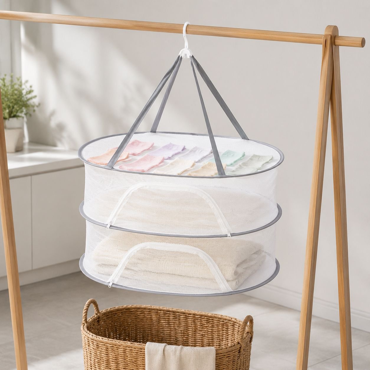 Laundry basket with mesh design for fast drying