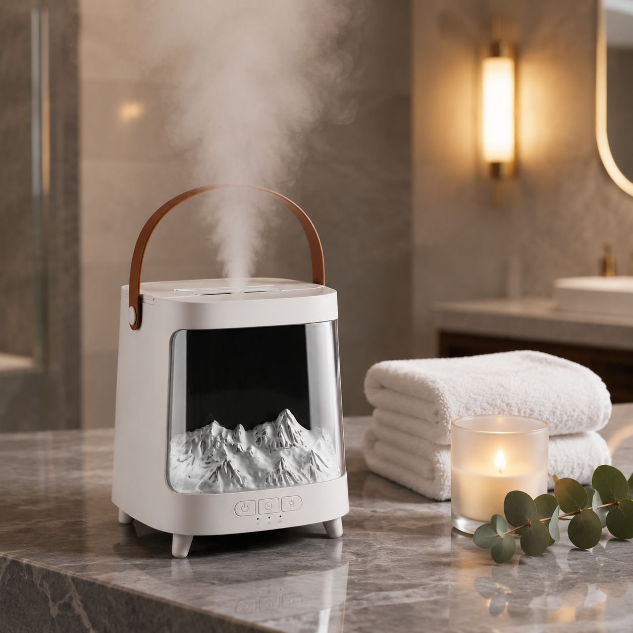 Bedroom air moisturizer with adjustable mist settings