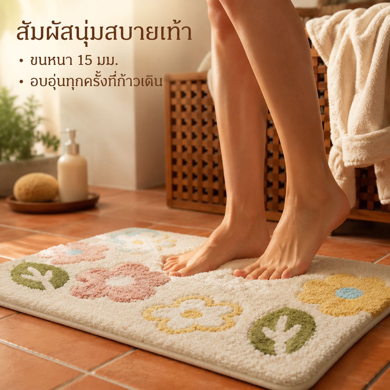 พรมเช็ดเท้าซึมซับน้ำ สำหรับห้องน้ำ กันลื่น แห้งเร็ว