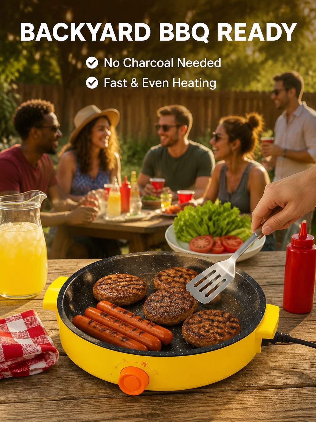 Outdoor Portable Multifunctional Electric Grill Pan