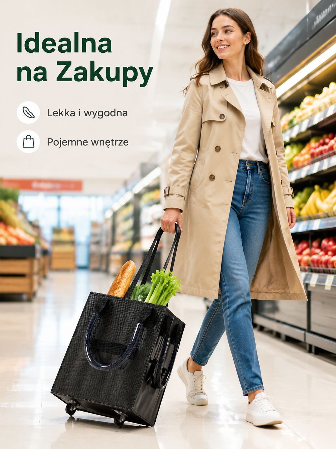 Składana torba podróżna na kółkach, wielofunkcyjna torba na zakupy z uchwytem